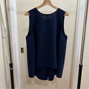 White House Black Market Navy Sleeveless Top in XL